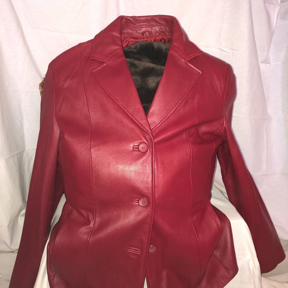 Red Leather Jacket Siena Studio Size 14